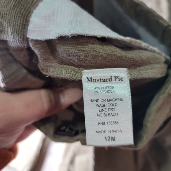 Mustard Pie NWT tan corduroy lace accent bell bottom adjustable pant 12 months - Picture 3 of 6